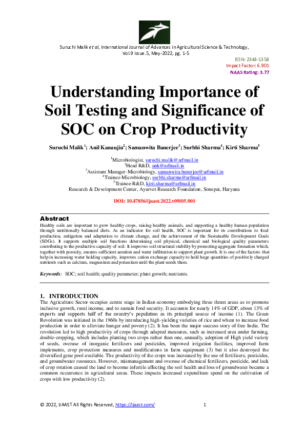 (PDF) Understanding Importance of Soil Testing and Significance of SOC ...