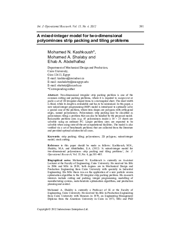 (PDF) A mixed-integer model for two-dimensional polyominoes strip ...