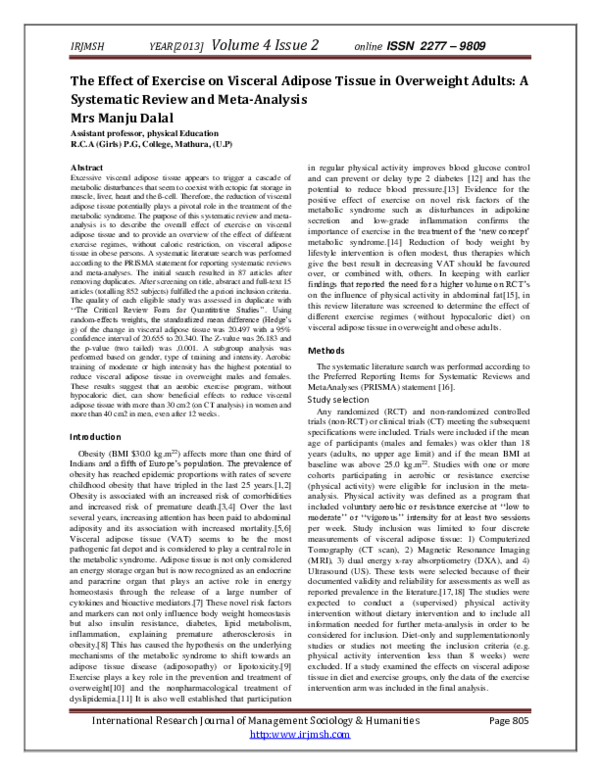 (PDF) The Effect of Exercise on Visceral Adipose Tissue in Overweight ...