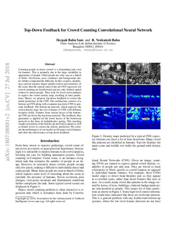 (PDF) Top-Down Feedback for Crowd Counting Convolutional Neural Network