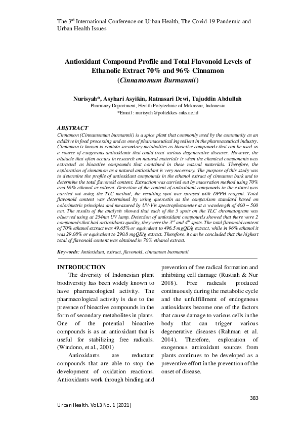 (PDF) Antioxidant Compound Profile and Total Flavonoid Levels of ...
