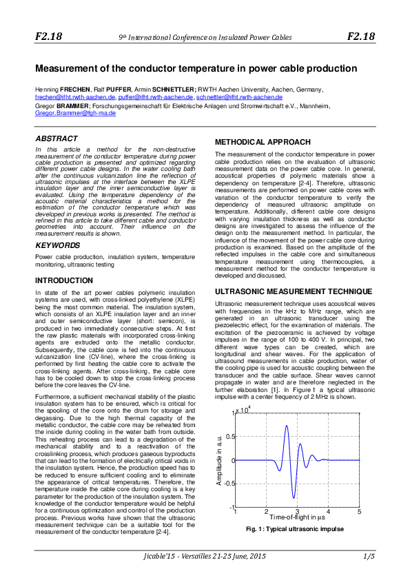 (PDF) Measurement of the conductor temperature in power cable production