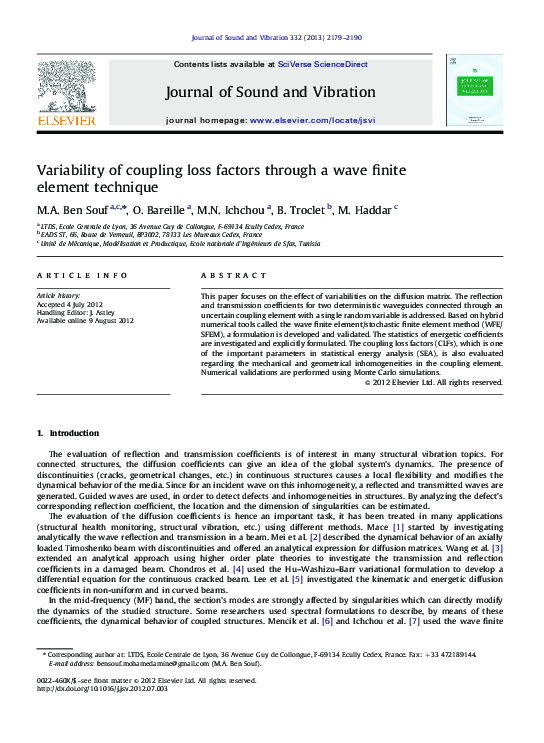 (PDF) Variability of coupling loss factors through a wave finite ...