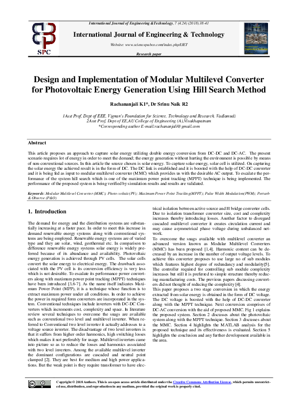 (PDF) Design and Implementation of Modular Multilevel Converter for ...