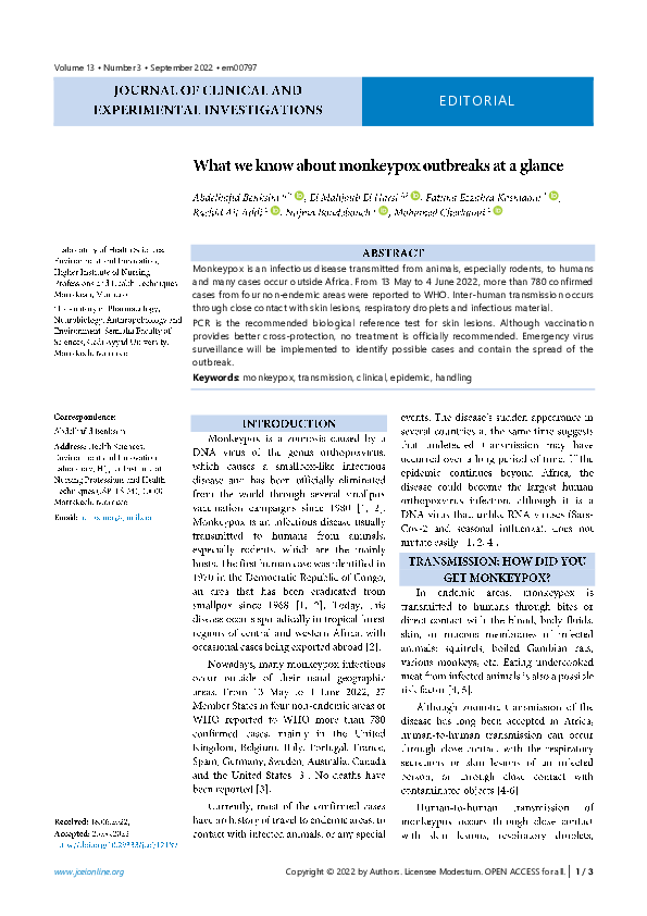 (PDF) What we know about monkeypox outbreaks at a glance