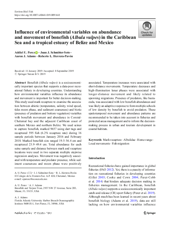 (PDF) Influence of environmental variables on abundance and movement of ...