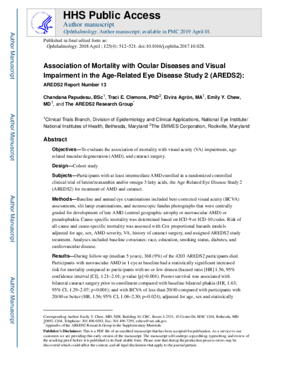 (PDF) Association of Mortality with Ocular Diseases and Visual ...