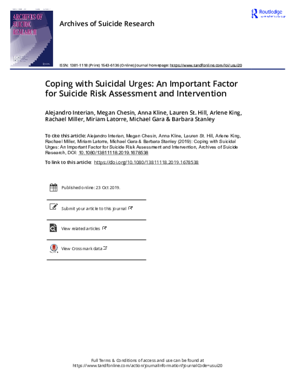 (PDF) Coping with Suicidal Urges: An Important Factor for Suicide Risk ...