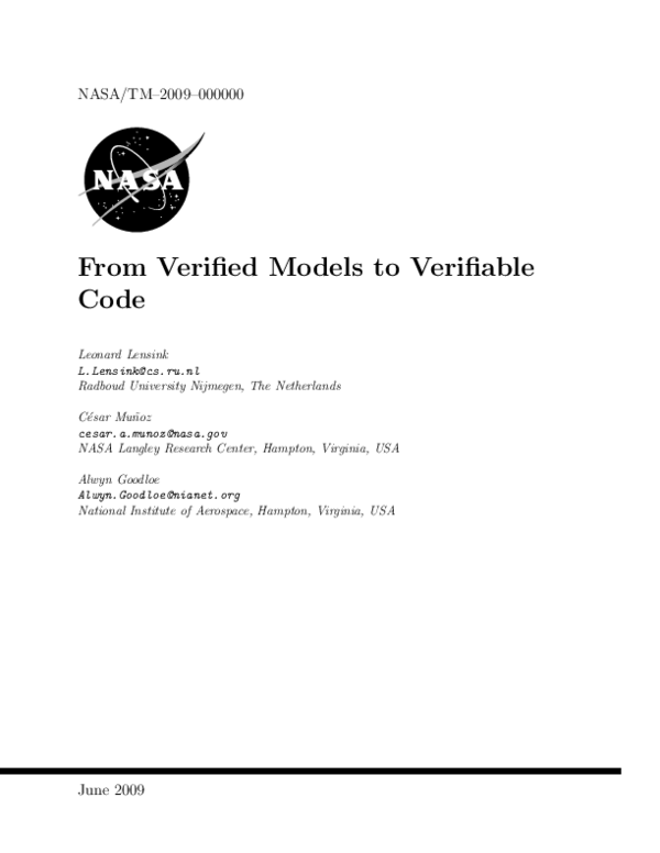 (PDF) From verified models to verifiable code