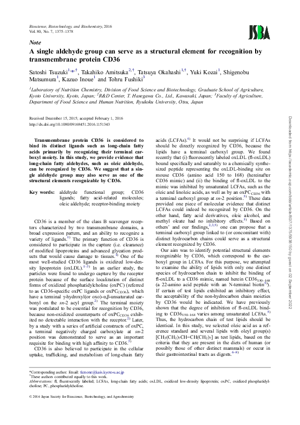 (PDF) A single aldehyde group can serve as a structural element for ...
