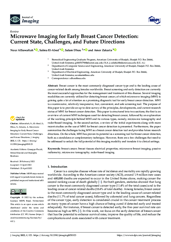 (PDF) Microwave Imaging for Early Breast Cancer Detection: Current ...