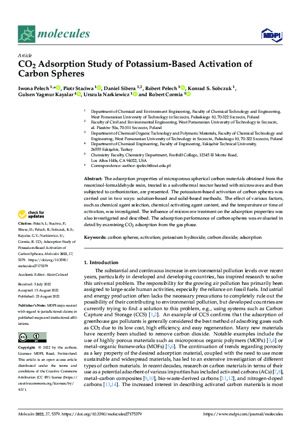 (PDF) CO2 Adsorption Study of Potassium-Based Activation of Carbon Spheres