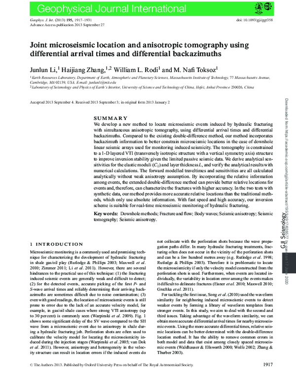 (PDF) Joint microseismic location and anisotropic tomography using ...