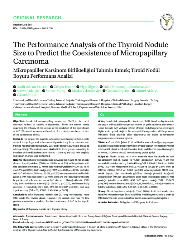 (PDF) The Performance Analysis of the Thyroid Nodule Size to Predict ...
