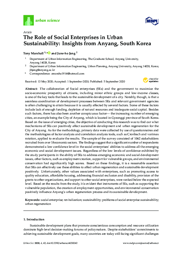 (PDF) The Role of Social Enterprises in Urban Sustainability: Insights ...