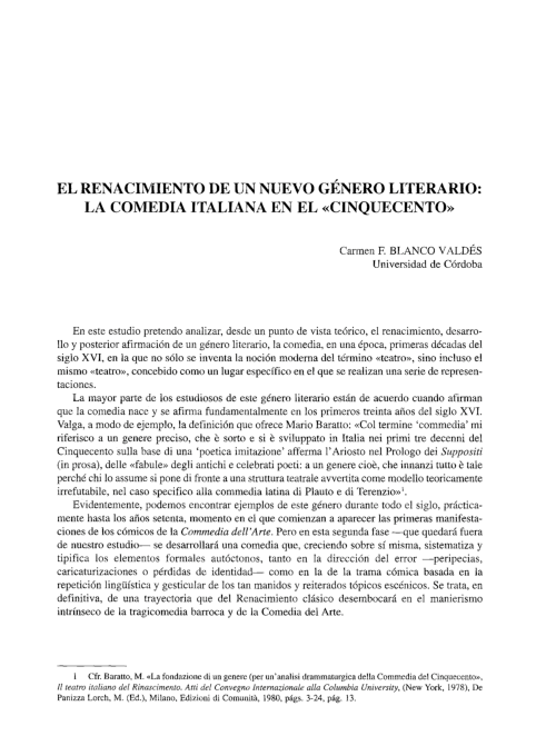 (PDF) El renacimiento de un nuevo género literario: la comedia italiana ...