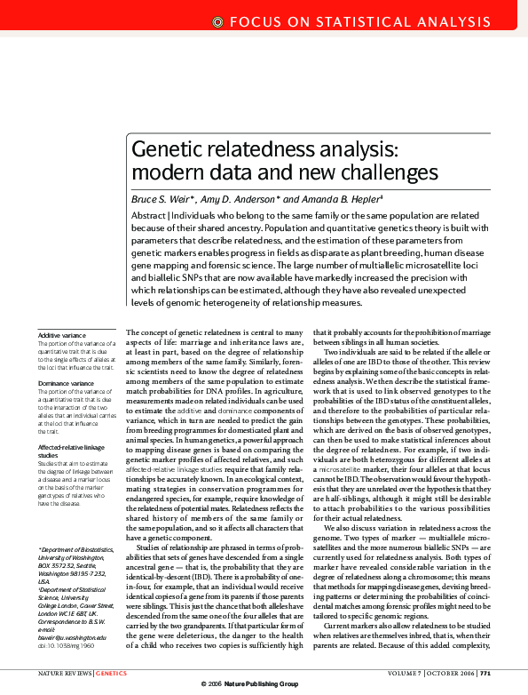 (PDF) Genetic relatedness analysis: modern data and new challenges