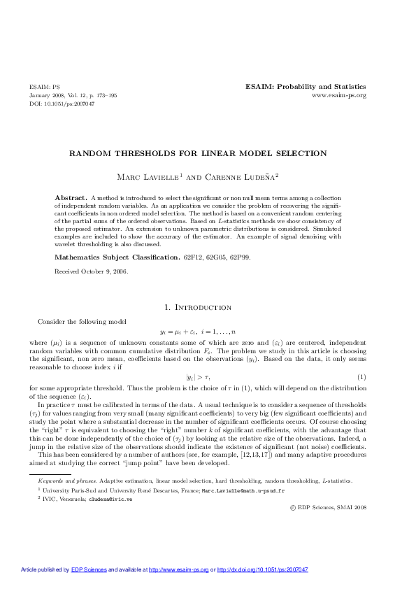 (PDF) Describing the procedure 2 . 1 . A first hypothesis testing procedure Carin Ludena
