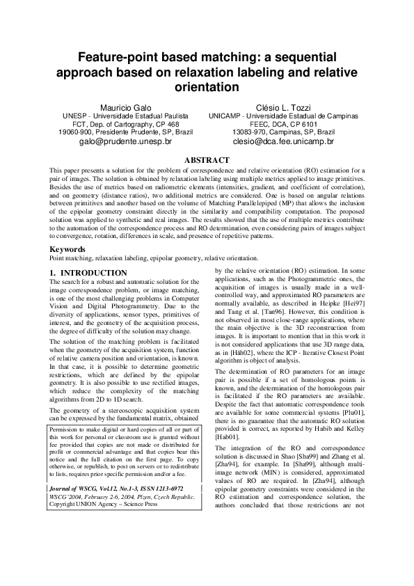 (PDF) Feature-point Based Matching: A Sequential Approach Based on ...
