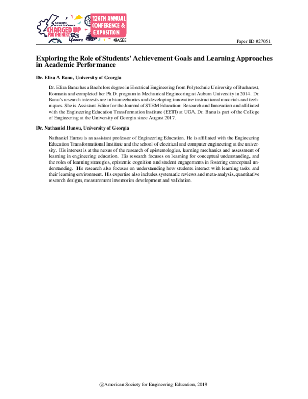 (PDF) Exploring the Role of Students’ Achievement Goals and Learning ...