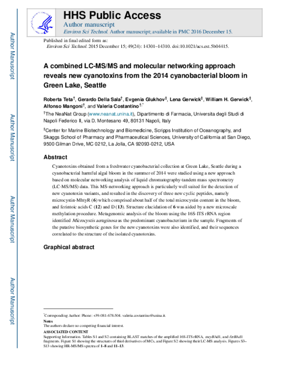 (PDF) Combined LC–MS/MS and Molecular Networking Approach Reveals New ...