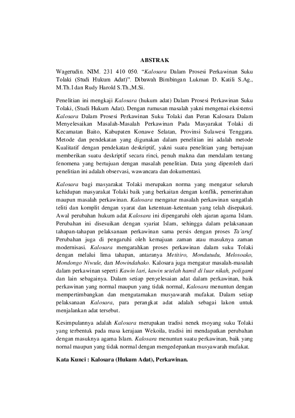 (PDF) Kalosara Dalam Prosesi Perkawinan Suku Tolaki (Studi Hukum Adat)