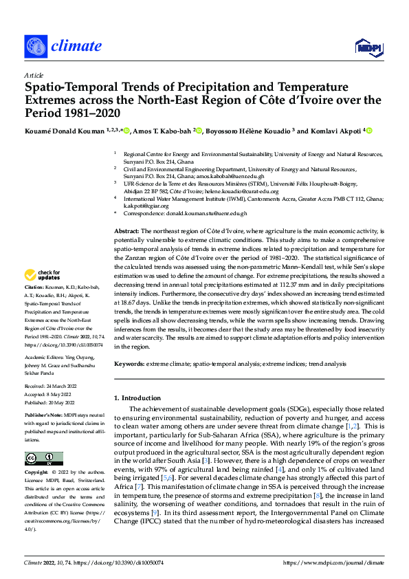 (PDF) Spatio-Temporal Trends of Precipitation and Temperature Extremes ...