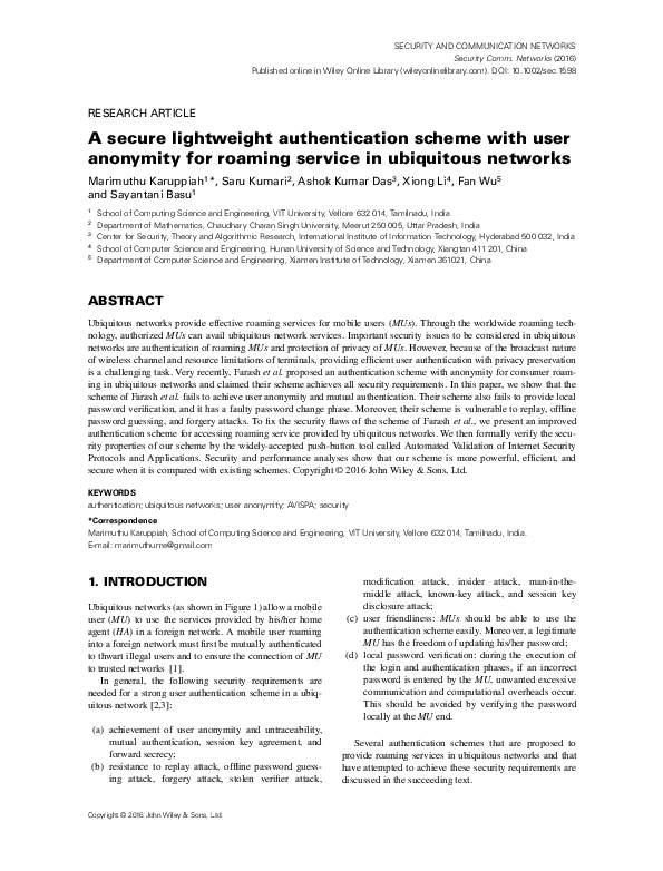 (PDF) A secure lightweight authentication scheme with user anonymity ...