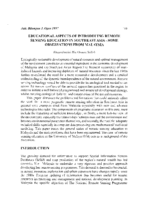 (PDF) Educational aspects of introducing remote sensing education in ...