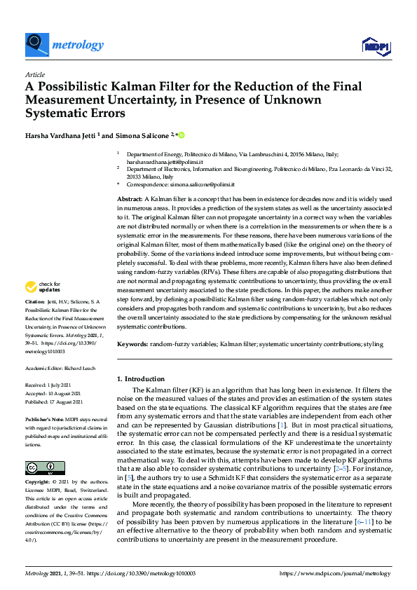 (PDF) A Possibilistic Kalman Filter for the Reduction of the Final ...