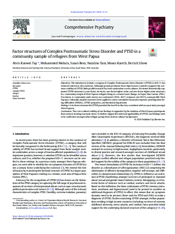 (PDF) Factor structures of Complex Posttraumatic Stress Disorder and ...