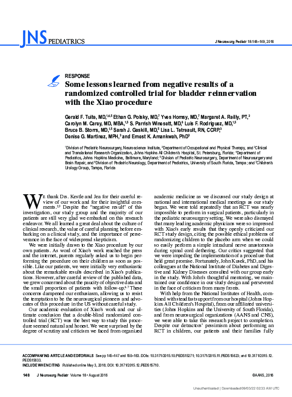 (PDF) Response: Some lessons learned from negative results of a ...