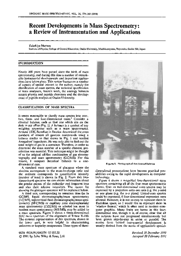 (PDF) Recent developments in mass spectrometry A review of