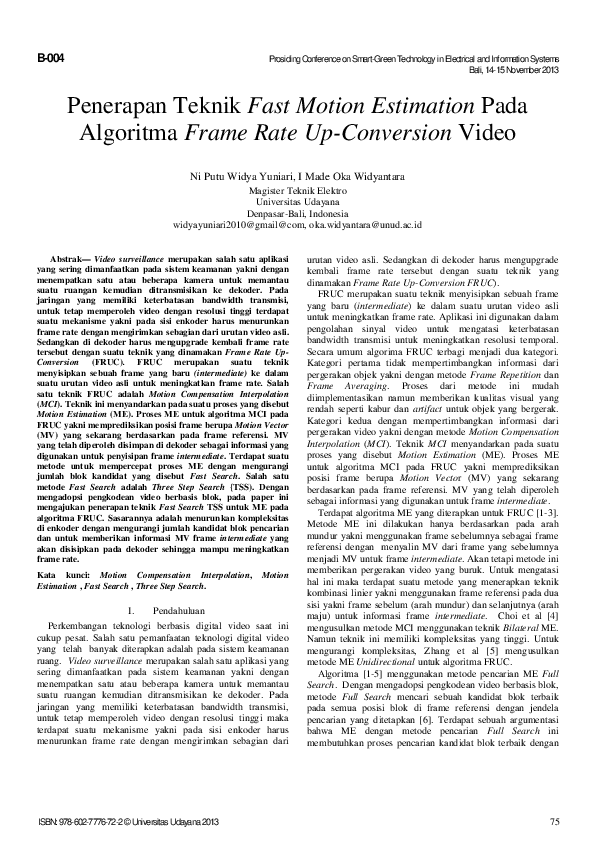 (PDF) Penerapan Teknik Fast Motion Estimation Pada Algoritma Frame Rate ...