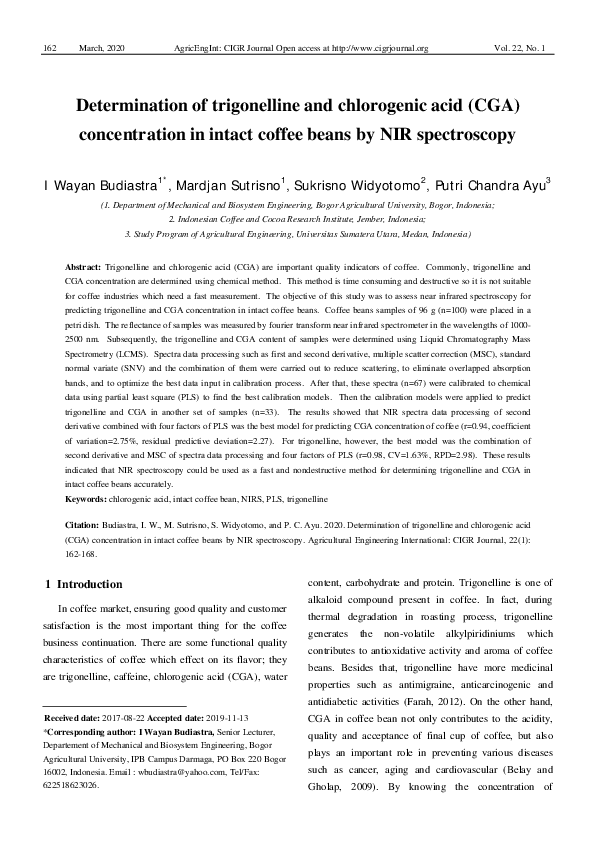 (PDF) Determination of Trigonelline and Chlorogenic Acid (CGA ...