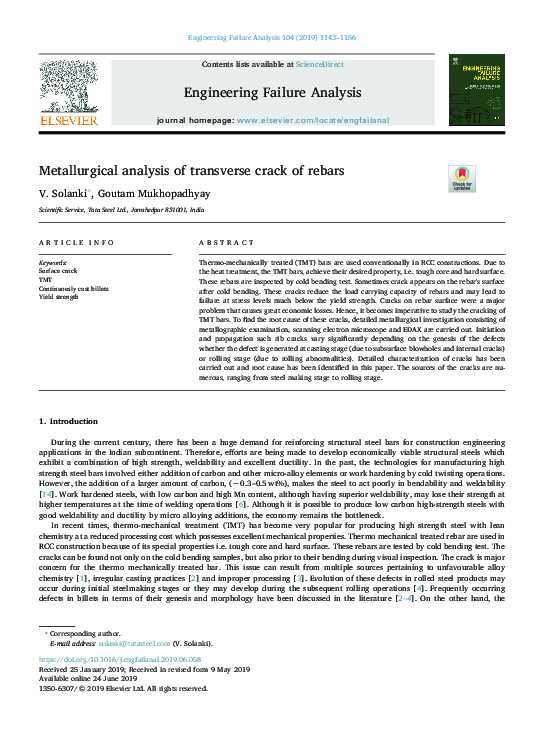 (PDF) Metallurgical analysis of transverse crack of rebars