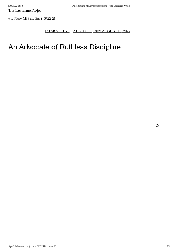 An Advocate of Ruthless Discipline
