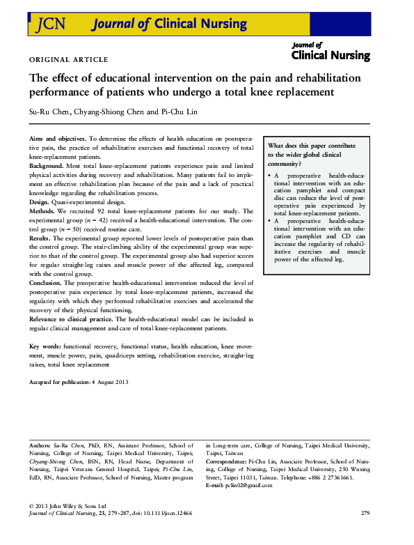 (PDF) The effect of educational intervention on the pain and ...