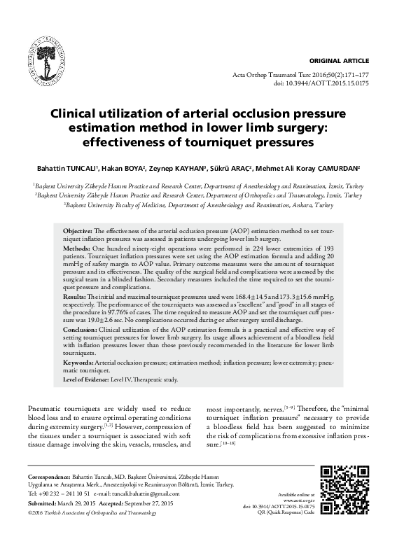 (PDF) Clinical Utilization of Arterial Occlusion Pressure Estimation