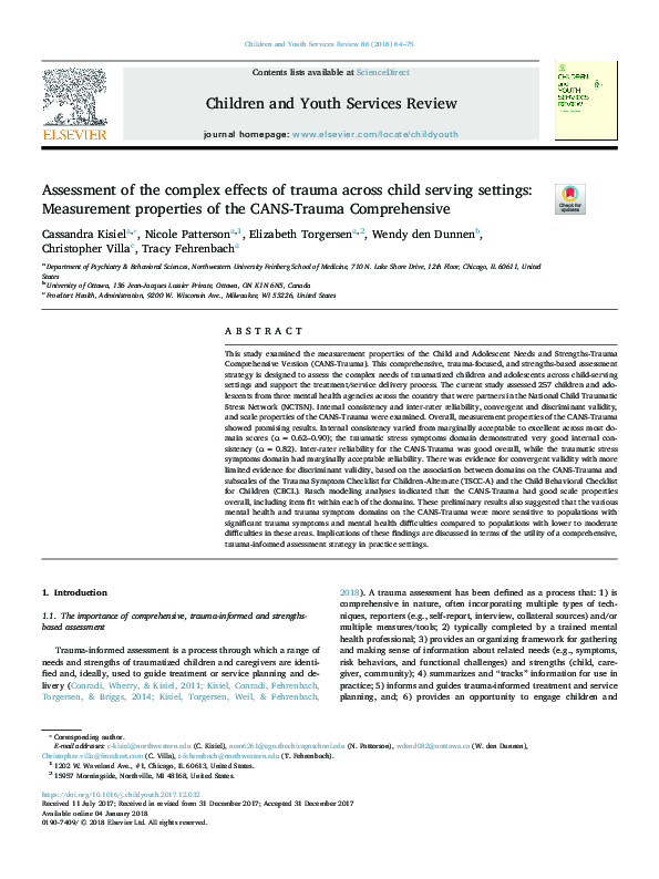 (PDF) Assessment of the complex effects of trauma across child serving ...