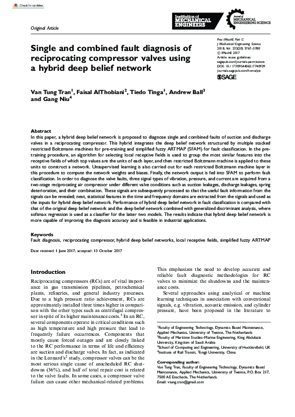 (PDF) Single and combined fault diagnosis of reciprocating compressor ...