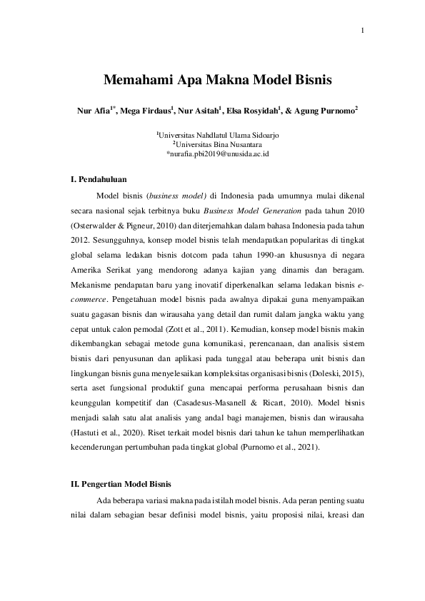 (PDF) Memahami Apa Makna Model Bisnis Nur Asitah Academia.edu