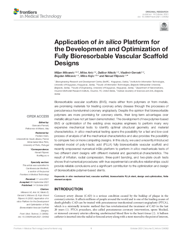 (PDF) Application of in silico Platform for the Development and ...