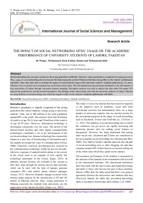 (PDF) The Impact of Social Networking Sites’ Usage on the Academic ...