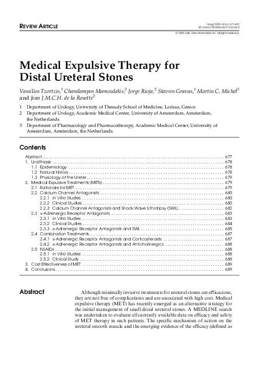 (PDF) Medical Expulsive Therapy for Distal Ureteral Stones | Martin ...