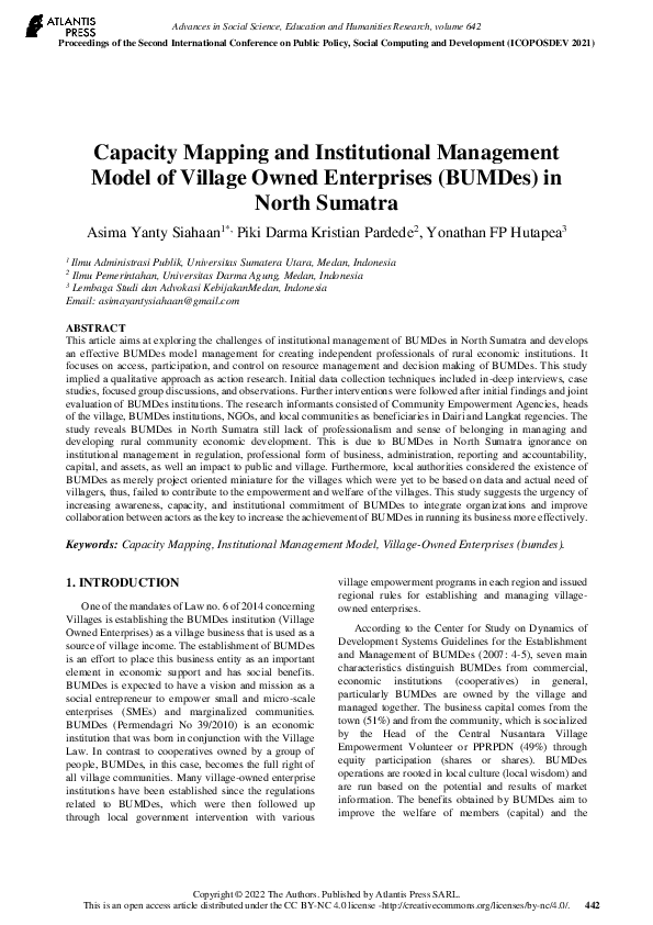 Pdf Capacity Mapping And Institutional Management Model Of Village