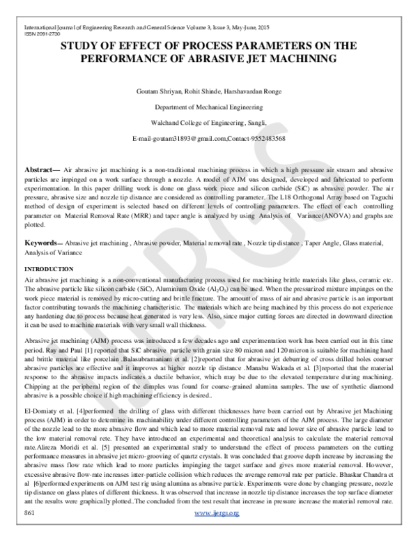 (PDF) Study of Effect of Process Parameters on the Performance of ...