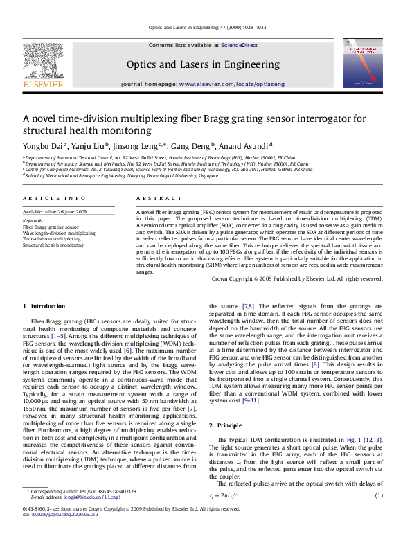 (PDF) A novel time-division multiplexing fiber Bragg grating sensor ...