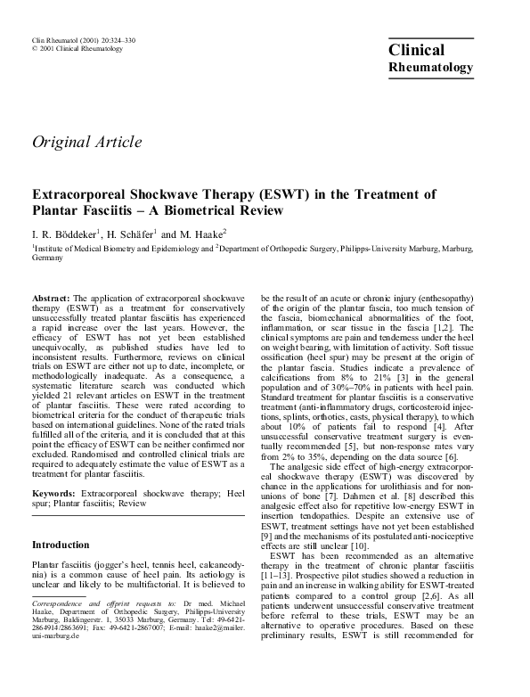 (PDF) Extracorporeal Shockwave Therapy (ESWT) in the Treatment of ...