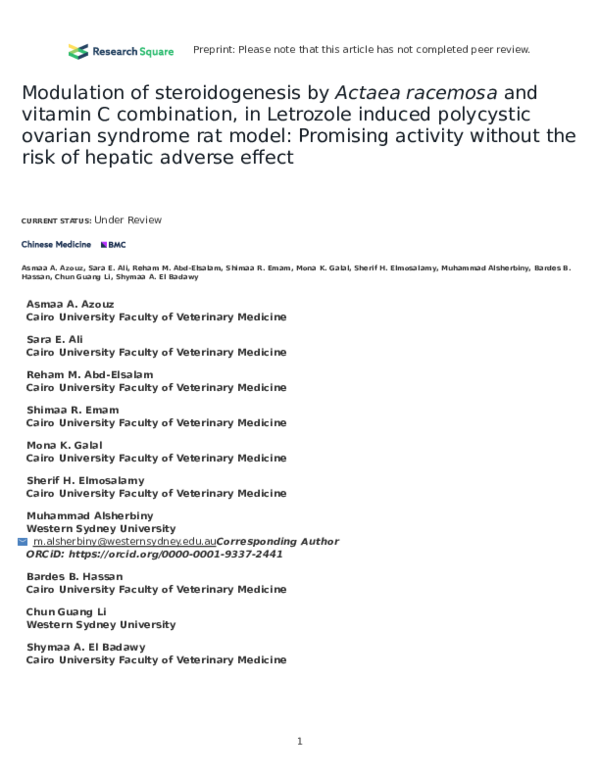 (PDF) Modulation of steroidogenesis by Actaea racemosa and vitamin C ...